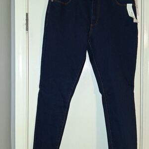 Tahari Women's Navy Mid Rise Skinny Jeans